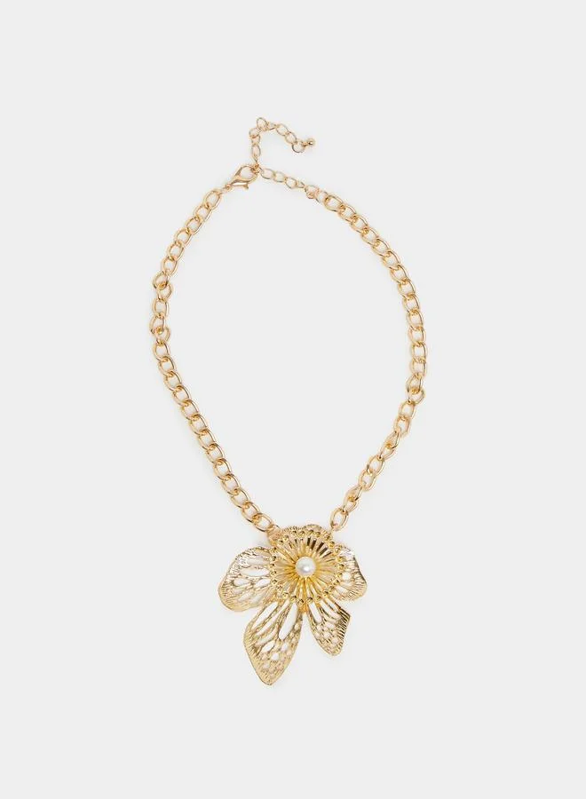 Styli Set of 2 - Golden Floral Necklace and Earrings