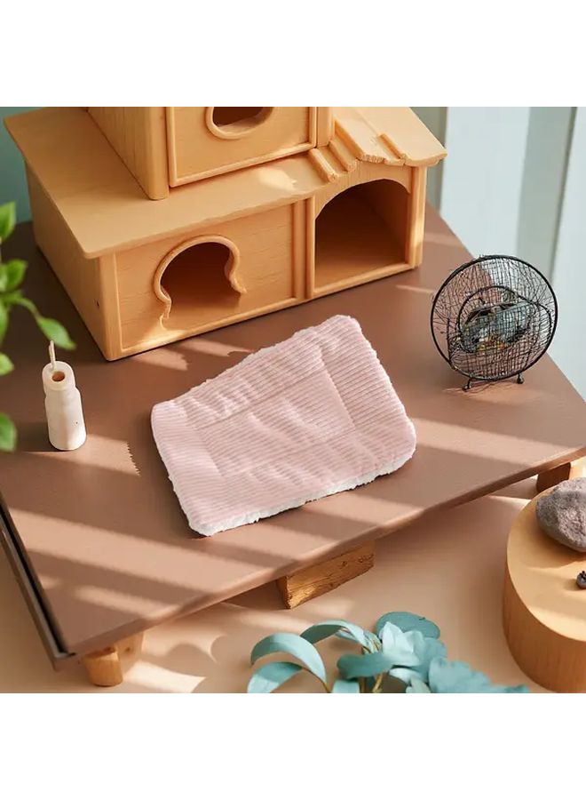 Pink Small Animal Bed 31x21cm Plush Warm Hamster House Guinea Pig Nest - Image 5