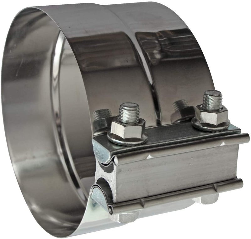LEDAUT Exhaust Clamps Band Clamp 5" Lap Joint - Stainless Steel Lap Joint Exhaust Band Clamp With 1 Block 4Pcs For 5" Od To 5" Id Exhaust Pipe, Muffler, Elbow And Exhaust Tubing Connection(4 Pack) - Image 3