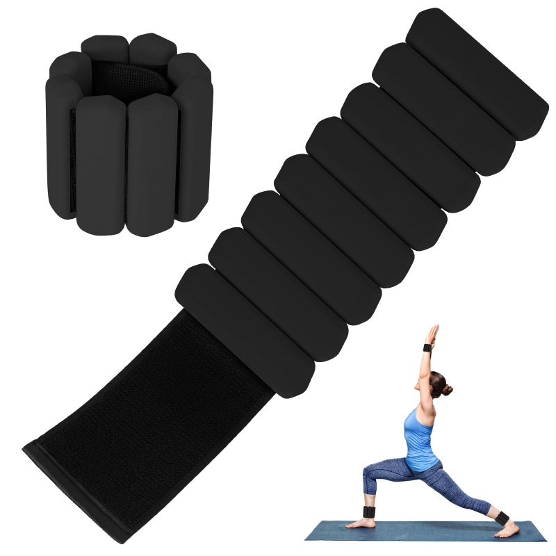 Teikugv Wrist Weights Set of 2, Wearable Arm & Leg Weights for Women & Men, Adjustable Wrist Ankle Weights for Walking, Yoga, Swimming, Gym, 2lb (Black) - Image 1