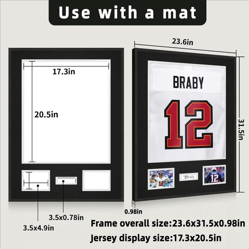 CCDCC Aluminum Jersey Frame Display Case 1 Pack, Lightweight & Durable Metal Jersey Frame with Mat, Pinboard, Shatterproof Plexiglass & Hanging Kit for Football Baseball Basketball Soccer Hockey Shirt - Image 1
