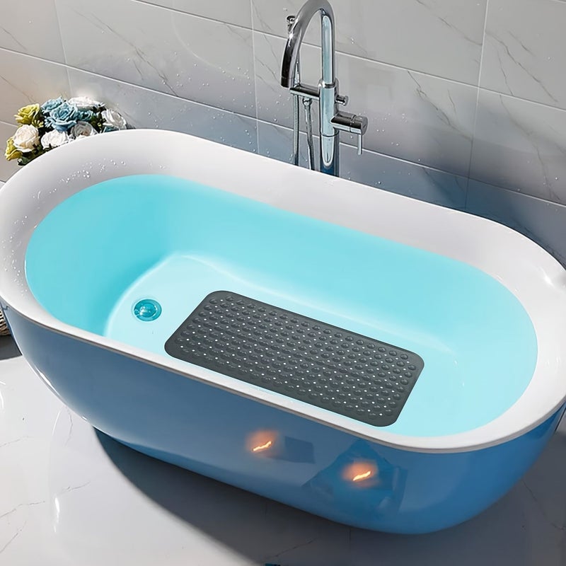 Black 27.6x15 Inch Bathtub Mat Non Toxic Odorless Plastic Thick Double Sided Anti Slip Suction Cup For Bathtub Hotel Home Dormitory Apartment Kitchen - Image 2