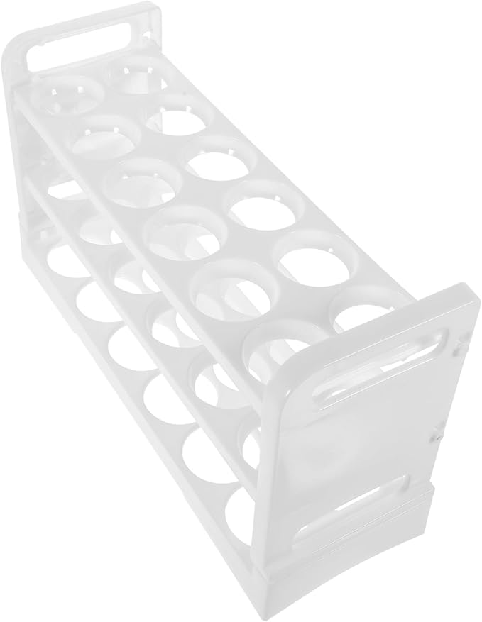 White Egg Holder Organizer Rack For Refrigerator Door Space Saving Easy Assembly - Image 1