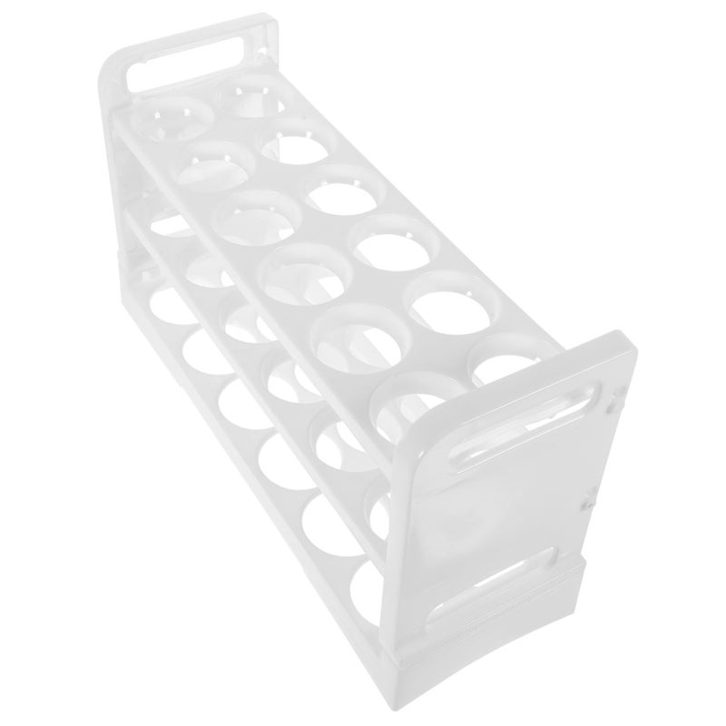 White Egg Holder Organizer Rack For Refrigerator Door Space Saving Easy Assembly - Image 2