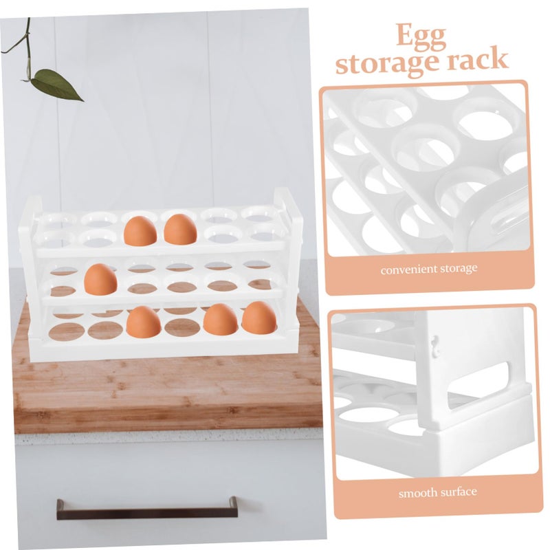 White Egg Holder Organizer Rack For Refrigerator Door Space Saving Easy Assembly - Image 4