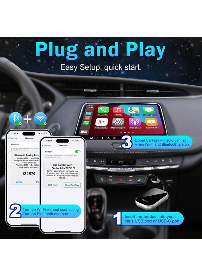 X-level 2 in 1 Wireless CarPlay and Android Auto Wireless Adapter,5.8 GHz Wireless Carplay Dongle for Wired Apple Carplay and Android - Image 4
