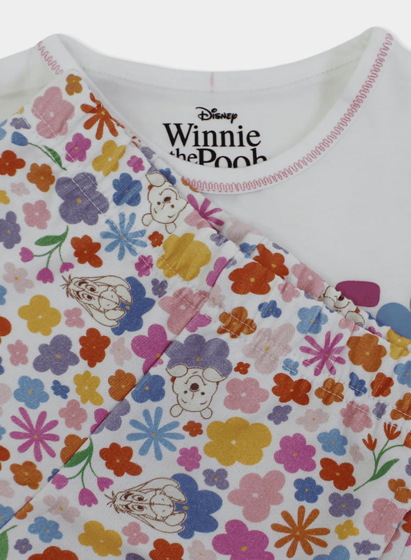 Girls Cotton Pajama – White with Pooh Print - Image 3