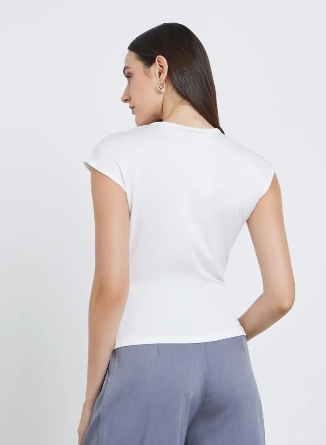 Styli White Styli White Knot Front Wrap Top for Women | Best Price UAE