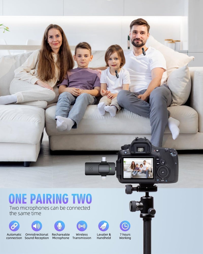VRJTEC 3-in-1 Wireless Collar Microphone System with ANC Noise Reduction | 360° Sound Capture | Compatible with DSLR Cameras, Android & iOS Smartphones | Seamless Audio Recording - Image 5