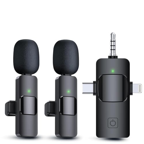 VRJTEC 3-in-1 Wireless Collar Microphone System with ANC Noise Reduction | 360° Sound Capture | Compatible with DSLR Cameras, Android & iOS Smartphones | Seamless Audio Recording - Image 1