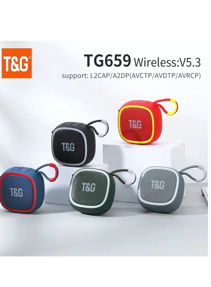 تي اند جي 659 مكبر صوت صغير لاسلكي قوي بتقنية البلوتوث TWS Bluetooth 5.3 صندوق صوت HIFI يدعم راديو بطاقة TF - Image 2