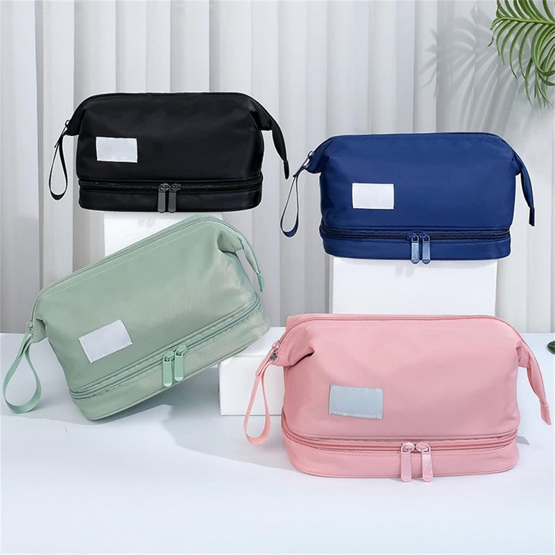 klarako Makeup Bag Travel Cosmetic Bag for Women Girls Makeup Brushes Bag Portable 2 Layer Large Capacity Cosmetic Case Brush Storage Organizer Pouch Purse Toiletry Bag (A, One Size) - Image 1