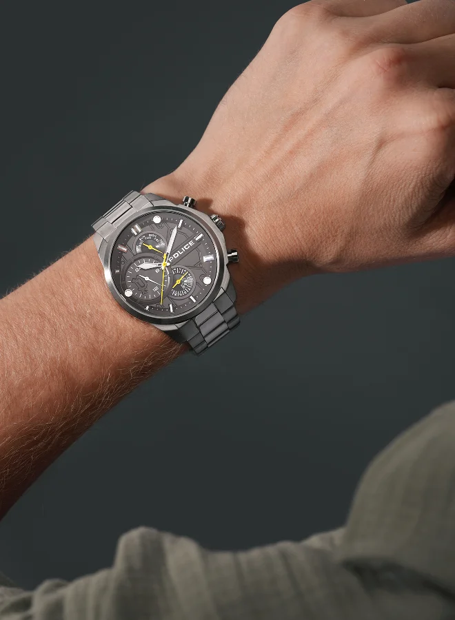 Police  Reactor Watch for Men with Silver Metal Bracelet 44 mm for Men | Best Price UAE