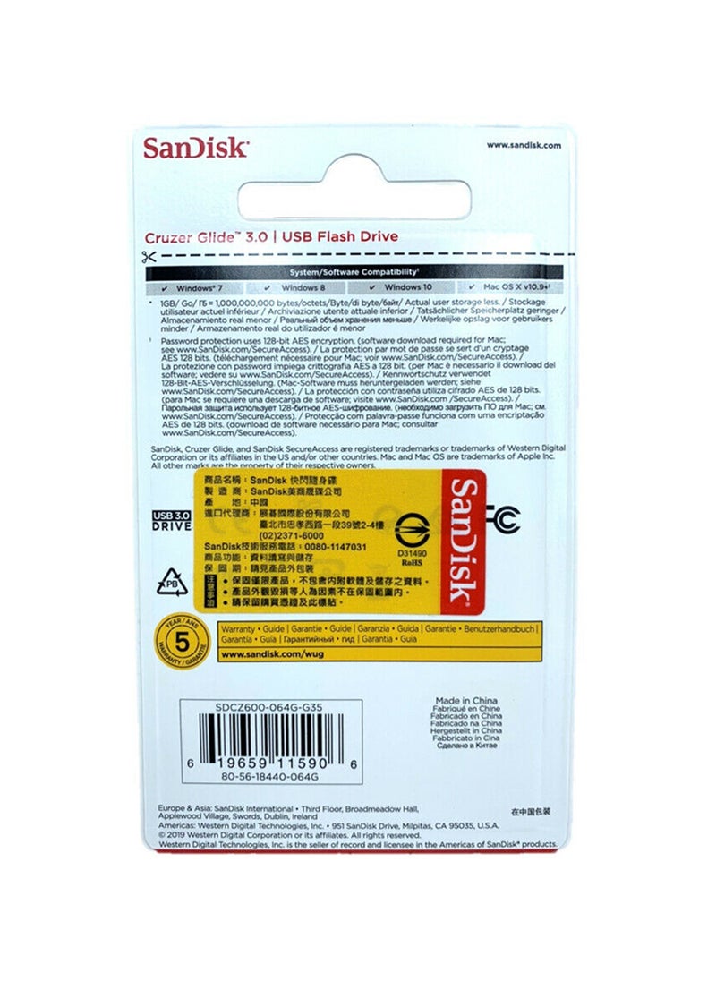 Generic - 16GB Cruzer Glide 3.0 USB Flash Drive - SDCZ600-016G-G35 16 GB - Image 1