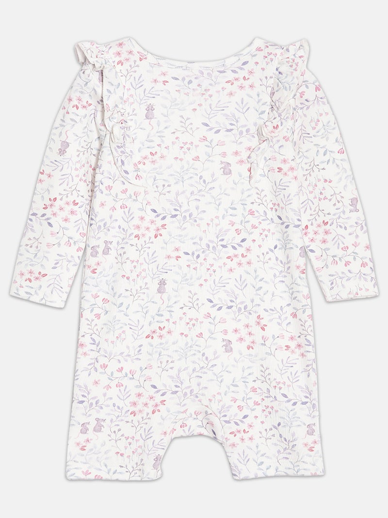 برون رومبرز قطن عضوي أبيض وبنفسجي مطبوع للبنات الرضع عبوة من قطعتين - Image 4