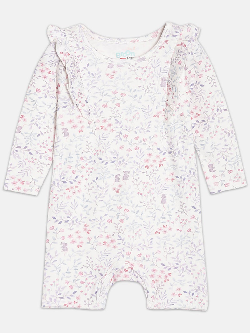 برون رومبرز قطن عضوي أبيض وبنفسجي مطبوع للبنات الرضع عبوة من قطعتين - Image 3