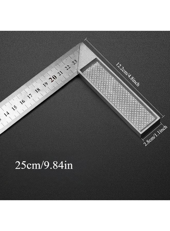 250mm Aluminum Handle Stainless Steel Angle Square Ruler Dual Scale Measuring Tool - Image 1