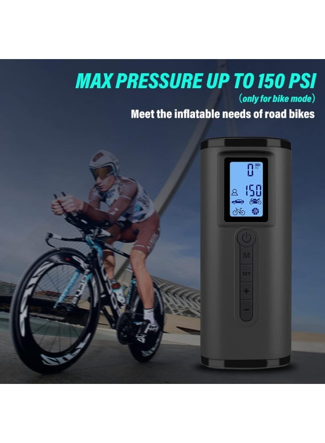SYOSI Tire Inflator Portable Air Compressor ,Air Pump for Car Tires (150 PSI), With Digital Pressure Gauge, LED Light Mini Rechargeable Tire Pump Electric Air Pump For Car Bike Motorcycle Balls  - Image 4
