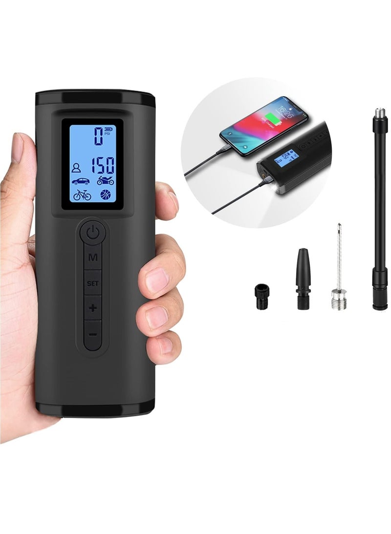 SYOSI Tire Inflator Portable Air Compressor ,Air Pump for Car Tires (150 PSI), With Digital Pressure Gauge, LED Light Mini Rechargeable Tire Pump Electric Air Pump For Car Bike Motorcycle Balls  - Image 1