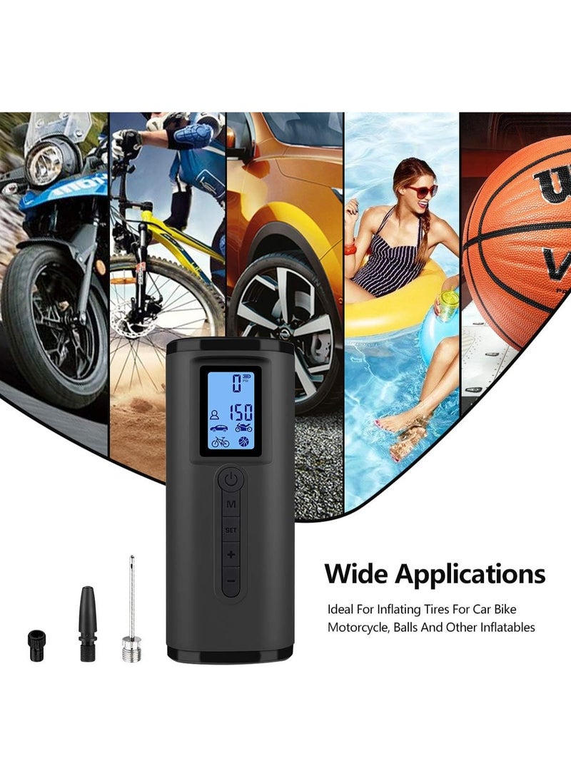 SYOSI Tire Inflator Portable Air Compressor ,Air Pump for Car Tires (150 PSI), With Digital Pressure Gauge, LED Light Mini Rechargeable Tire Pump Electric Air Pump For Car Bike Motorcycle Balls  - Image 3