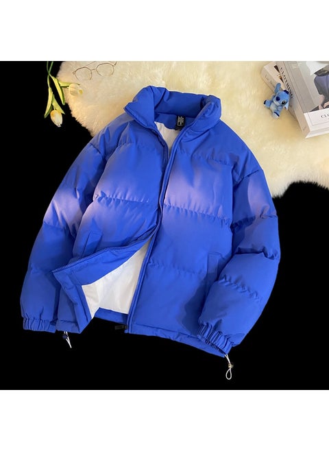 Winter Thickened Warm Cotton Padded Jacket For Men Casual Loose Fit Multi-color Partner Coat Thickened Cotton Parkas Yin Blue