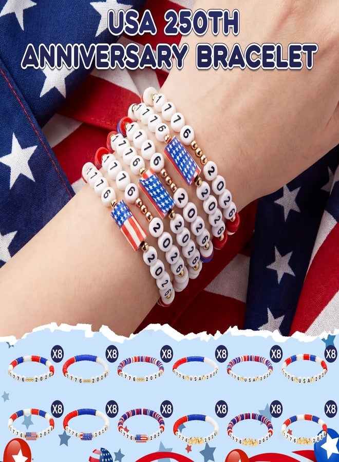 Highergo 48 Pcs 250th Anniversary Bracelet Bulk USA 4th of July Wristband American Patriotic Independence Day Party Favor Gift (Classic) - Image 4