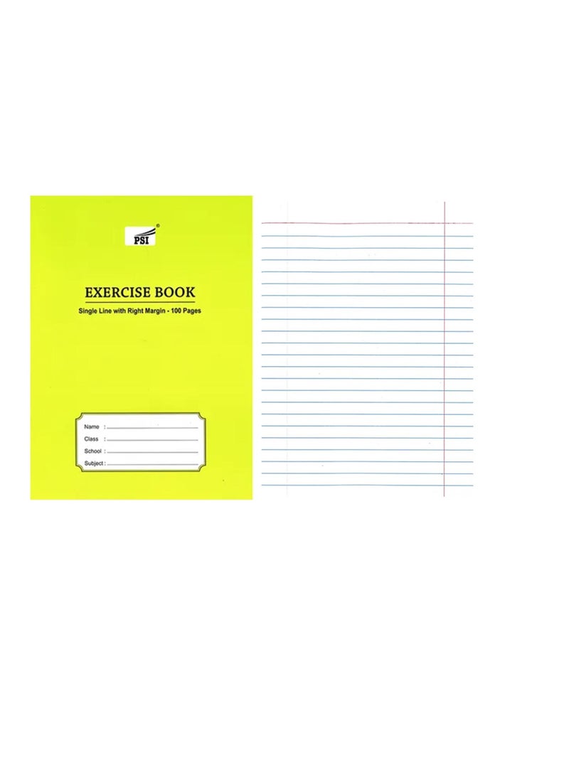 Psi - 6-Piece Exercise Note Book Single Line Right Margin 100 Pages - Image 1
