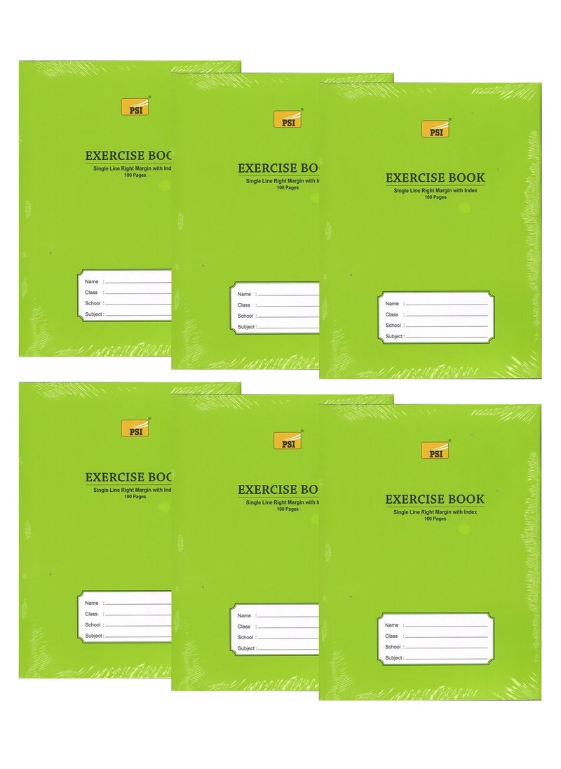 Psi - 6-Piece Exercise Note Book Single Line Right Margin 100 Pages - Image 1
