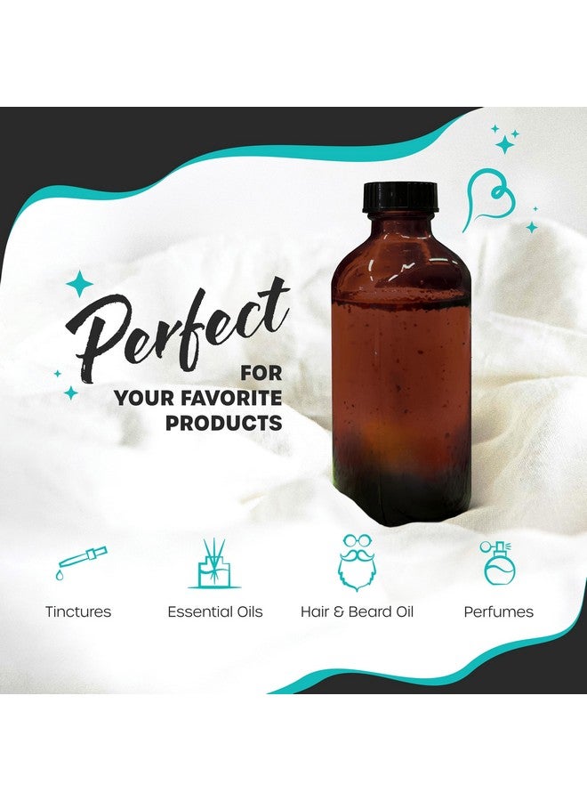 NEVLERS Nevlers 8 Oz Amber Glass Jars with Lids 12 Pack | Leakproof Boston Round Glass Bottles with Lids, Shrink Wrap, Funnel, Labels, Marker & Brush | Use as Amber Vanilla Bottles For Gift Giving 8 Oz Set  - Image 4