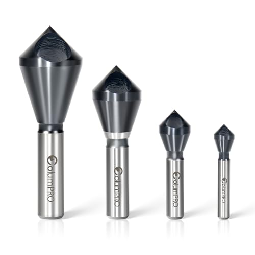 ColumPRO 4PCS Cobalt Single-End Countersink Chamfer Tool Set - Heavy-Duty M35 90-Degree Countersink Bits for Metal, Stainless Steel, Copper, Wood, Fiberboard,SAE 1/4"-3/4", 2-5, 5-10, 10-15, 15-20MM - Image 1