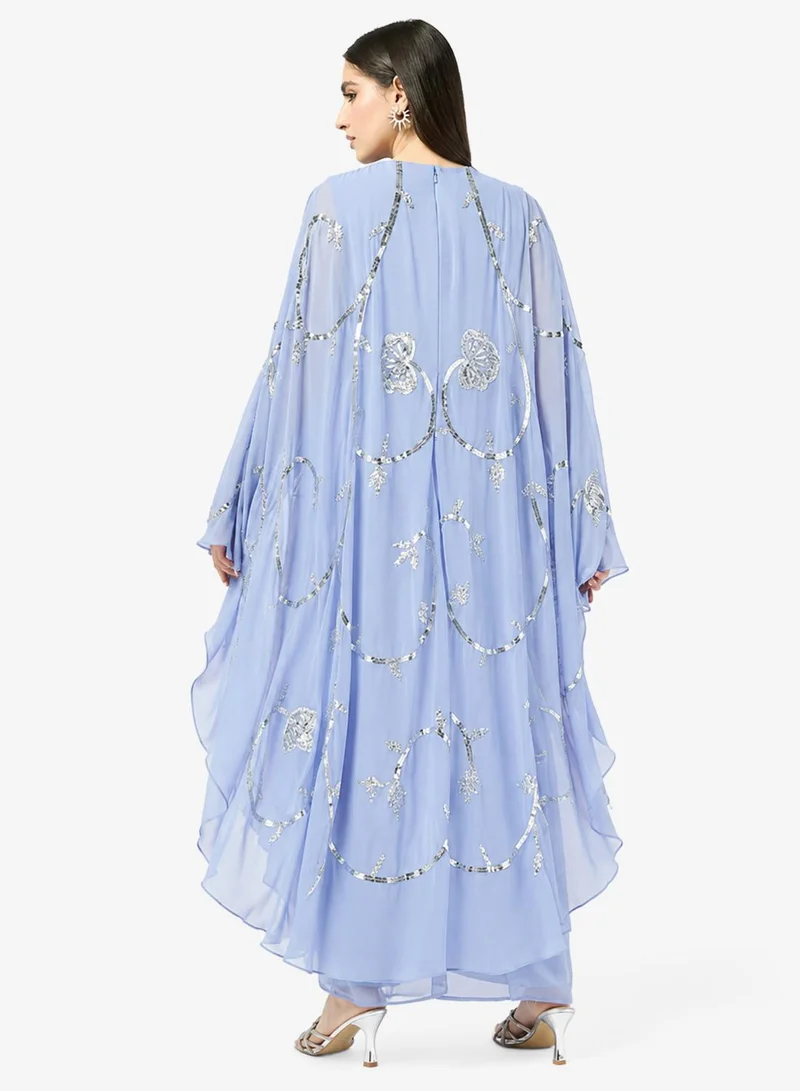 Frock and Frill Embellished Cape Sleeve Maxi Dress