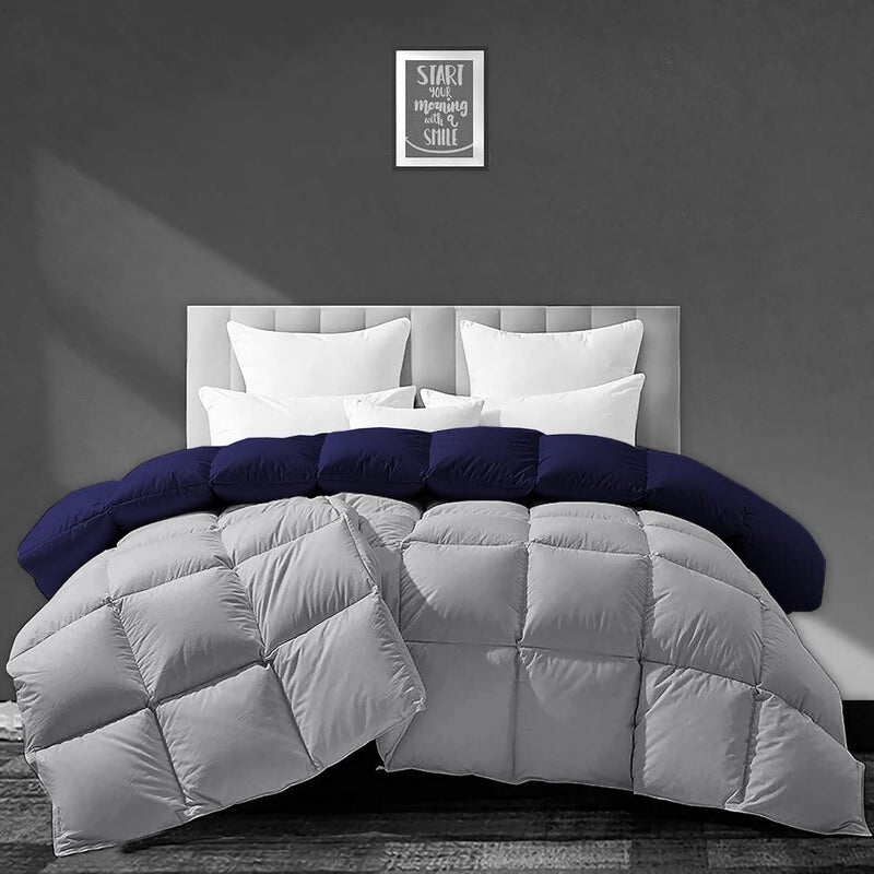 BEDDY FUSION 500 GSM Winter Comforter Double Bed Size 90X100 Premium Collection Heavy Winter Comforter 500 GSM Microfiber Fill DuvetBlanket Double Bed Navy BlueSilver Grey Color - Image 2