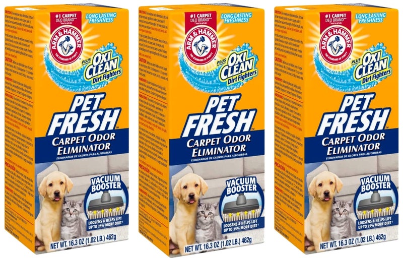 Arm & Hammer Pet Fresh Carpet Odor Eliminator Plus Oxi Clean Dirt Fighters (Pack of 3), 48.9 Ounce - Image 1