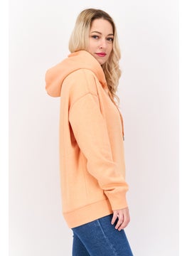 ESPRIT Women Solid Long Sleeve Fleece Hoodie, Light Orange  - Image 2