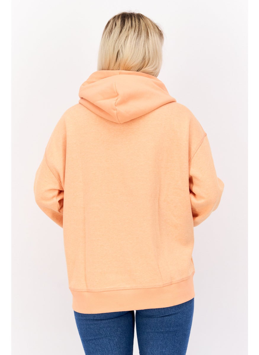 ESPRIT Women Solid Long Sleeve Fleece Hoodie, Light Orange  - Image 3