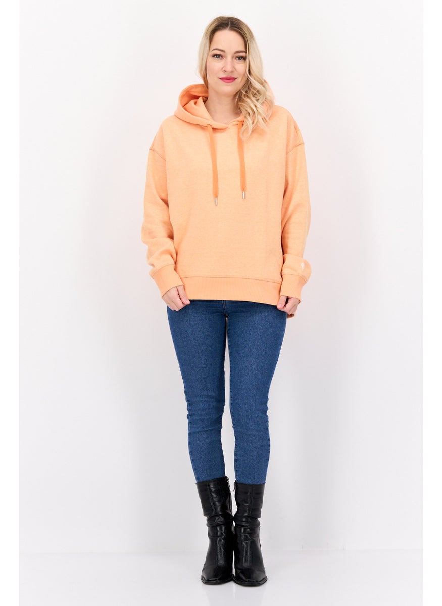 ESPRIT Women Solid Long Sleeve Fleece Hoodie, Light Orange  - Image 4