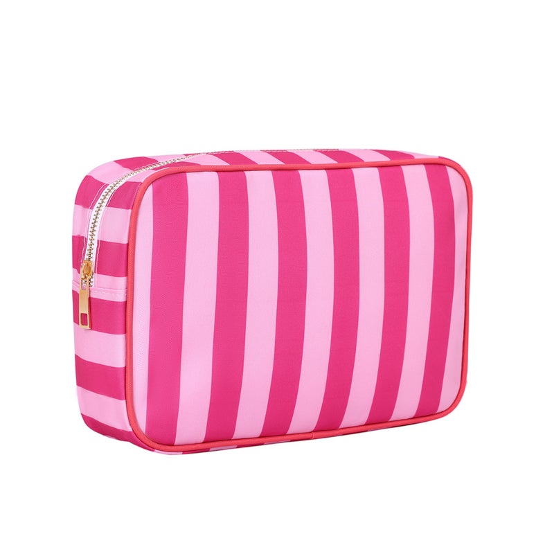 Waterproof Polyester Striped Makeup and Toiletry Travel Bag