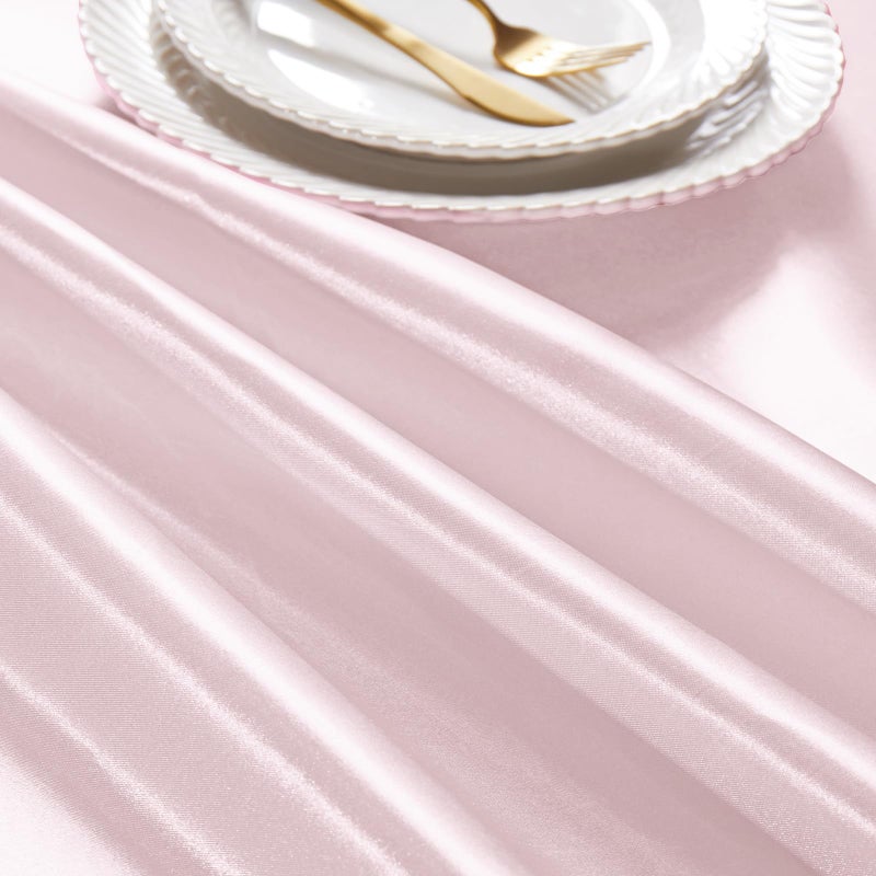 KKJIAF 1 Pack Pink Satin Tablecloth 58" x 102" Rectangle Bright Silky Smooth Satin Table Cover for Wedding Party Banquet Decoration - Image 5