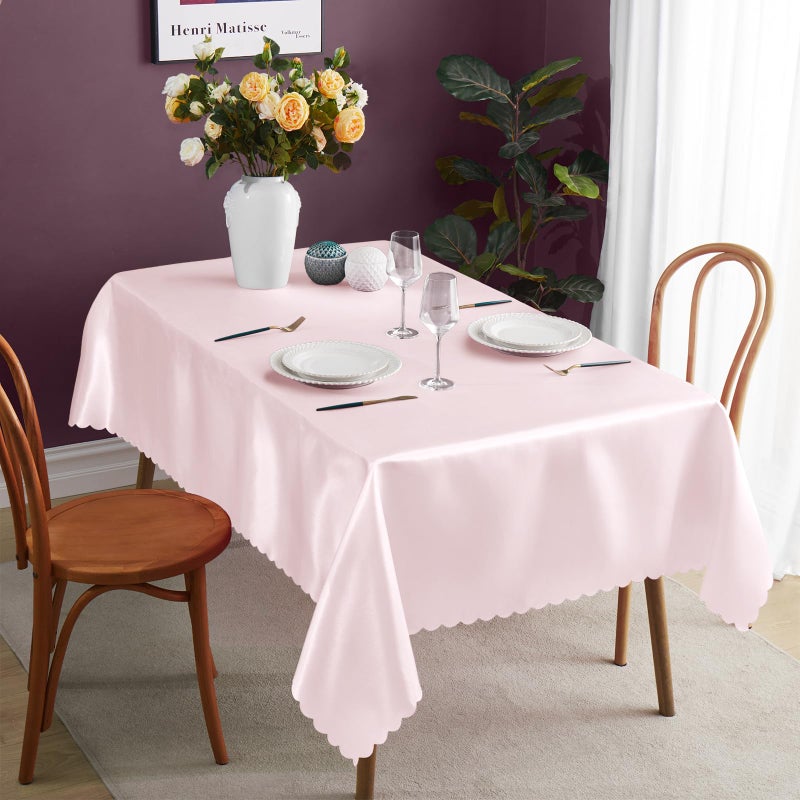 KKJIAF 1 Pack Pink Satin Tablecloth 58" x 102" Rectangle Bright Silky Smooth Satin Table Cover for Wedding Party Banquet Decoration - Image 4