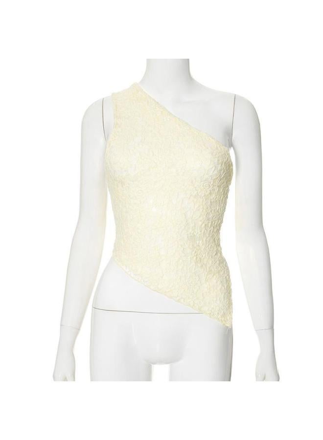 Song Feng Ya M23tp740 European And American Women's Spring New Lace Slant Collar Cardigan Loose Stitching Backless Lace Solid Color Top