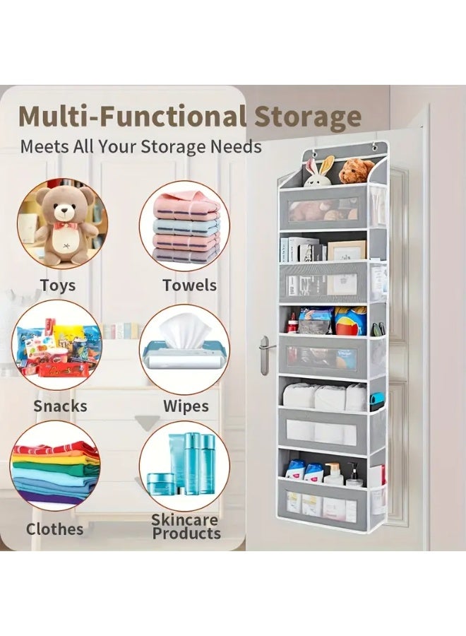 كيلا منظم تخزين فوق الباب، منظم باب معلق بخمسة أرفف مع 5 جيوب بسعة كبيرة، مضاد للإمالة، حمولة 44 رطل، تخزين خلف الباب لغرفة النوم والحمام والمخزن وغرفة الأطفال (رمادي) - Image 5