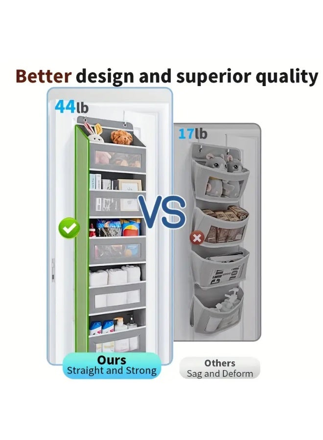 كيلا منظم تخزين فوق الباب، منظم باب معلق بخمسة أرفف مع 5 جيوب بسعة كبيرة، مضاد للإمالة، حمولة 44 رطل، تخزين خلف الباب لغرفة النوم والحمام والمخزن وغرفة الأطفال (رمادي) - Image 3