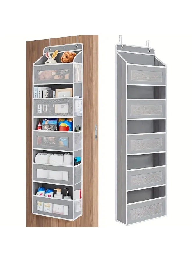 كيلا منظم تخزين فوق الباب، منظم باب معلق بخمسة أرفف مع 5 جيوب بسعة كبيرة، مضاد للإمالة، حمولة 44 رطل، تخزين خلف الباب لغرفة النوم والحمام والمخزن وغرفة الأطفال (رمادي) - Image 1