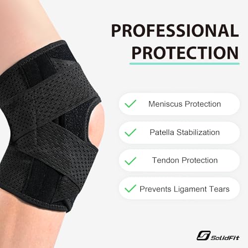 SolidFit Knee Brace with Side Stabilizers for Meniscus Tear, Adjustable Knee Wrap for Pain Relief, Breathable Compression Knee Support for Knee Pain, ACL, MCL, Arthritis, Sports, Women&Men (Black, X-Large) - Image 4
