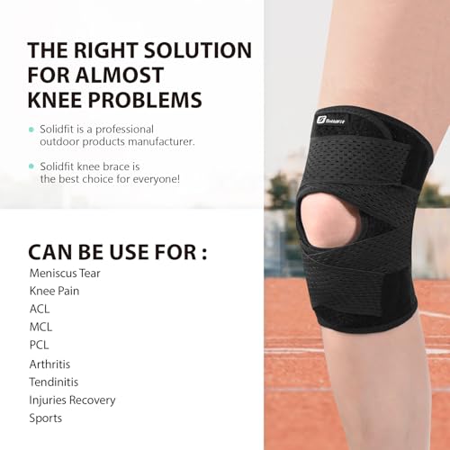 SolidFit Knee Brace with Side Stabilizers for Meniscus Tear, Adjustable Knee Wrap for Pain Relief, Breathable Compression Knee Support for Knee Pain, ACL, MCL, Arthritis, Sports, Women&Men (Black, X-Large) - Image 3