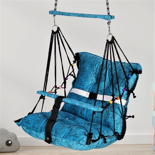 Sprointal Swing For Kids, Baby Swing Chair Cotton Children Folding And Washable 1-5 Years Swing With Safety Belt,Home And Garden Jhula For Babies |Swing For Kids|Hanging Cradle (Blue B) - 45.5 Cm - Image 1