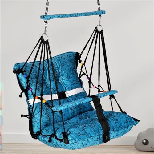 Sprointal Swing For Kids, Baby Swing Chair Cotton Children Folding And Washable 1-5 Years Swing With Safety Belt,Home And Garden Jhula For Babies |Swing For Kids|Hanging Cradle (Blue B) - 45.5 Cm - Image 4