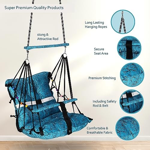 Sprointal Swing For Kids, Baby Swing Chair Cotton Children Folding And Washable 1-5 Years Swing With Safety Belt,Home And Garden Jhula For Babies |Swing For Kids|Hanging Cradle (Blue B) - 45.5 Cm - Image 5