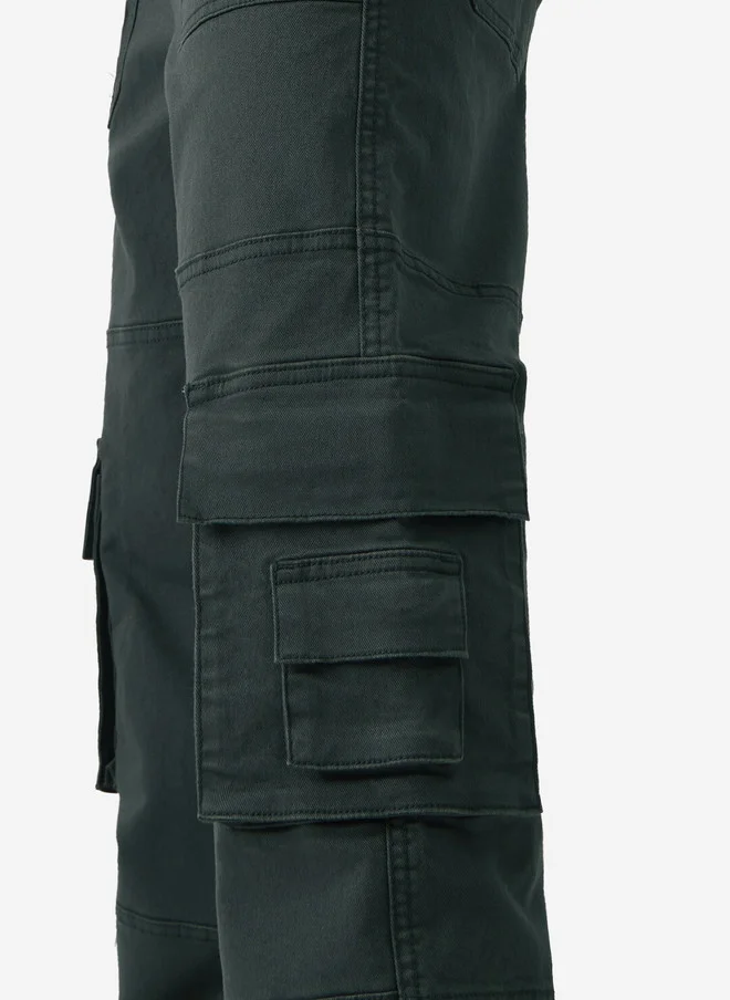 The Souled Store  The Souled Store Men Straight Fit Solid Green Cargo Jeans  | Best Price UAE