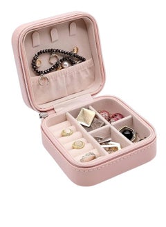TRAVEL Small Leather Jewelry Organizer, Rings, Earrings, Necklaces, Bracelets, Jewelry Box, Jewelry Storage Box, Cosmetic Box (Pink)  - Image 1